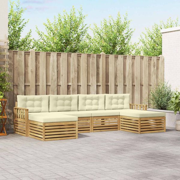 vidaXL Sofagarnituren 6 pcs Weiß und Creme Massivholz Akazie 3390915