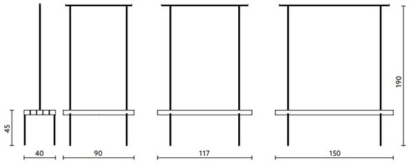 Garderobe Altholz 01 M 117 x 40 x 190 schwarz Bild 6