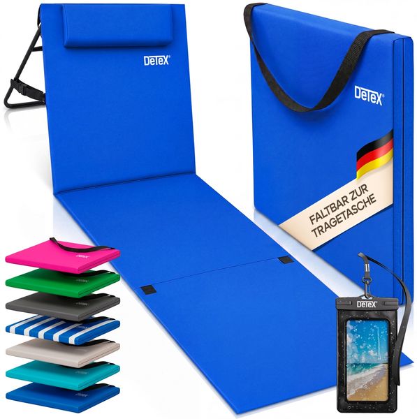 DETEX® Sonnenliege Gepolstert mit Rückenlehne inkl. Handyhülle Blau