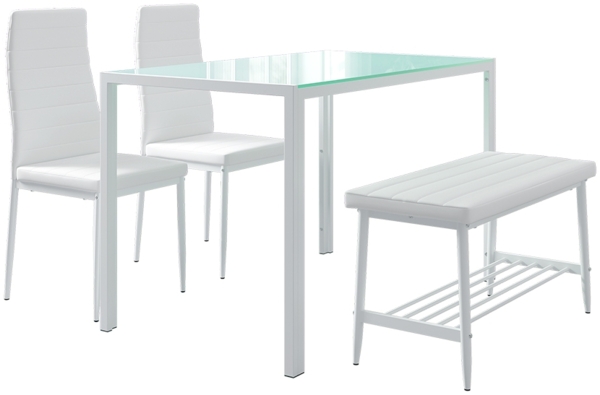 Esstisch-Set Grand Weiß 120 x 70 cm 4-teiliges Set Vicco