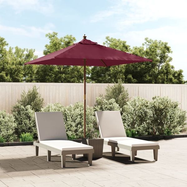vidaXL Sonnenschirm mit Holzmast Bordeauxrot 198x198x231 cm 363187