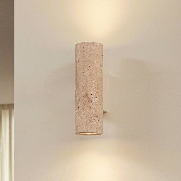 Lucande Wandleuchte Tavira, Stein Creme IP20, 2 x 10 W LED