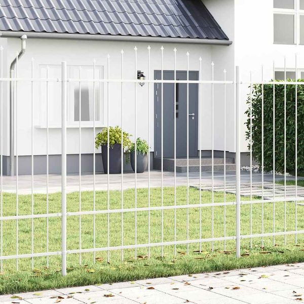 vidaXL Gartenzaun 5 pcs Weiß 170 x 215 cm Pulverbeschichteter Stahl 3360158