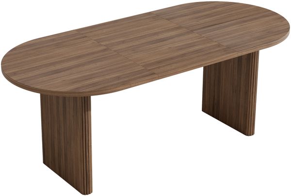 Merax Ausziehbarer Esstisch 140/200 * 90 cm, geeignet für 6–8 Personen, Esstisch mit abgerundeten Ecken, verdickte Tischplatte, ausziehbarer Esstisch im einfachen Stil, Nussbaum Bild 10