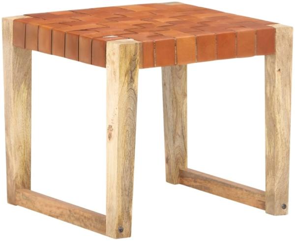 vidaXL Hocker Hellbraun Echtleder und Mango Massivholz 321832