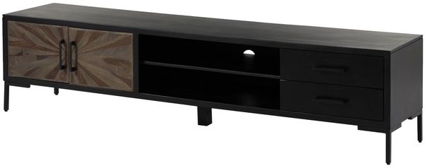 TV-Board Sheesham 210x45x50 schwarz lackiert SUN #107
