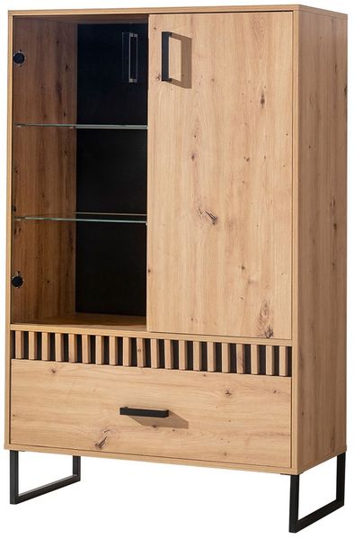 Highboard Vitrne Lamelix 90x40x143cm Artisan Eiche 2-türig