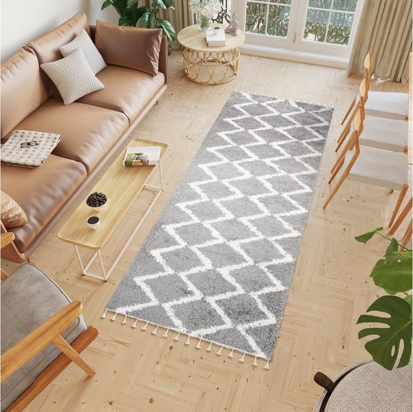 Tapiso Hochflor-Läufer BOHO, rechteckig, Höhe: 40 mm, Wohnzimmer, Schlafzimmer, Shaggy, modern Design