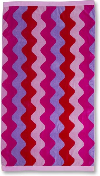 KAAT Family Strandtuch Liegetuch 100x180 cm Waves Wellen flieder rot rosa