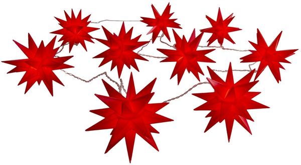 Lichterkette Outdoor Weihnachten 3D Sterne Weihnachtslichterkette Rot 5260221