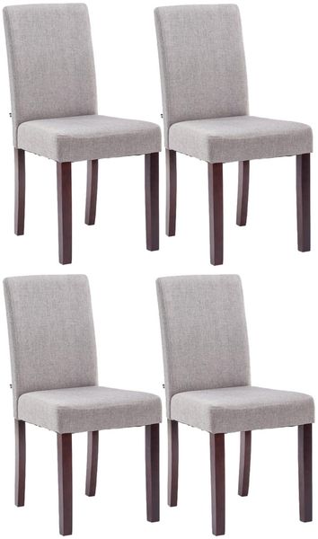 4er Set Esszimmerstuhl DALAN - Stoff Hellgrau 41x47x91 cm Cappucino | Essstühle Esszimmerstühle Küchenstühle Wohnzimmerstühle