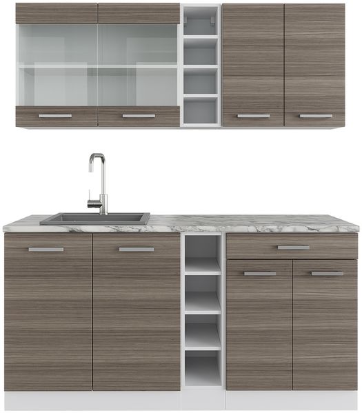 Singleküche R-Line Edelgrau/Weiß 160 cm ohne Arbeitsplatte Vicco
