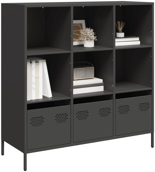 Highboard, BuffetSchrank, Büroschrank Schwarz 101,5x39x103,5 cm Stahl