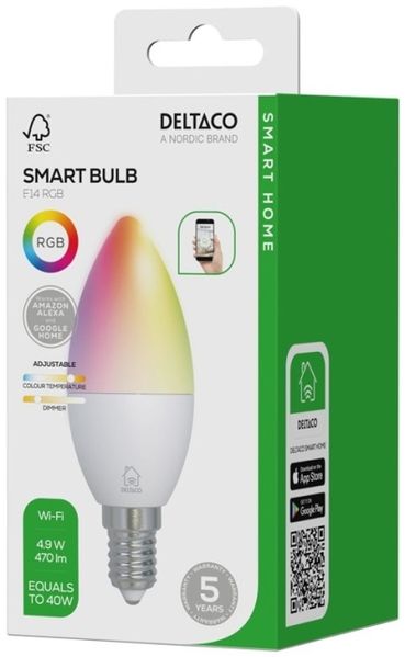 Deltaco SH-LE14C37RGB02 intelligente Glühbirne Wi-Fi 4 9 W