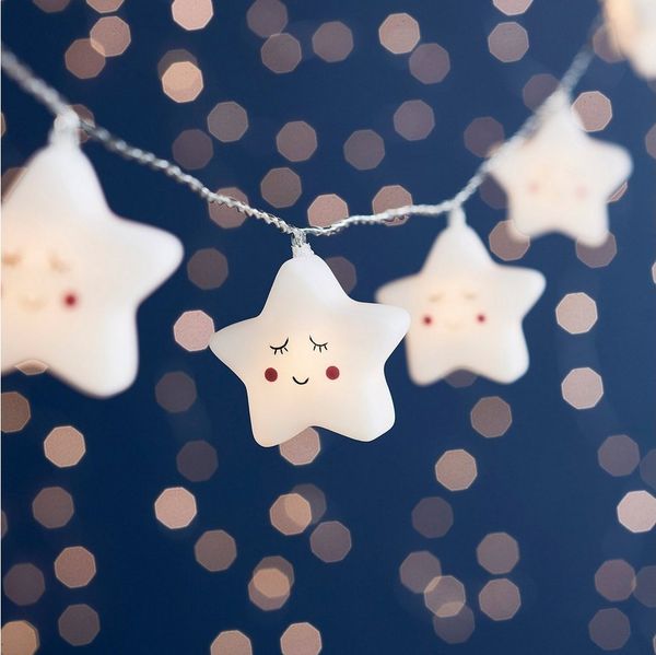 Lights4fun LED-Lichterkette 12er Lichterkette Sterne für Kinderzimmer Batteriebetrieb