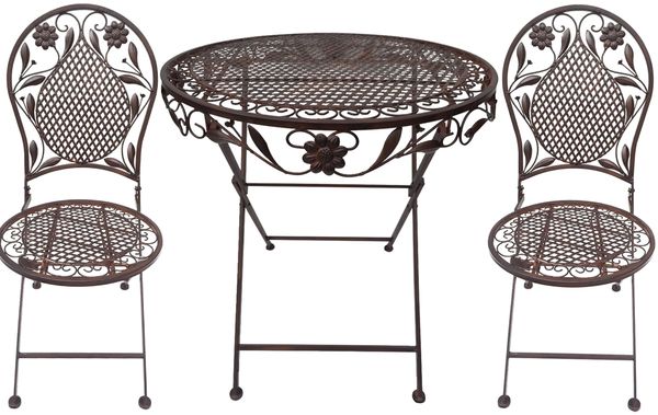 Terrassen Set Gartenset Bistroset Sitzgruppe Gartenmöbel klappbar Deko braun 3tlg.