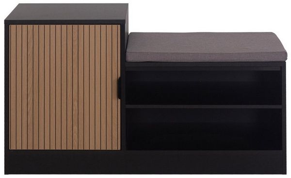 HTI-Living Schuhregal Schuhregal mit Sitzpolster Dana Schwarz-Eiche mit Streifen, Stück 1-tlg.