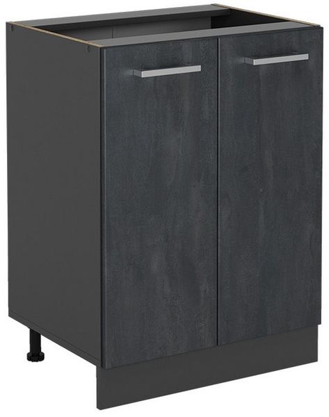 Küchenunterschrank R-Line Schwarz Beton 60 cm ohne Arbeitsplatte Vicco
