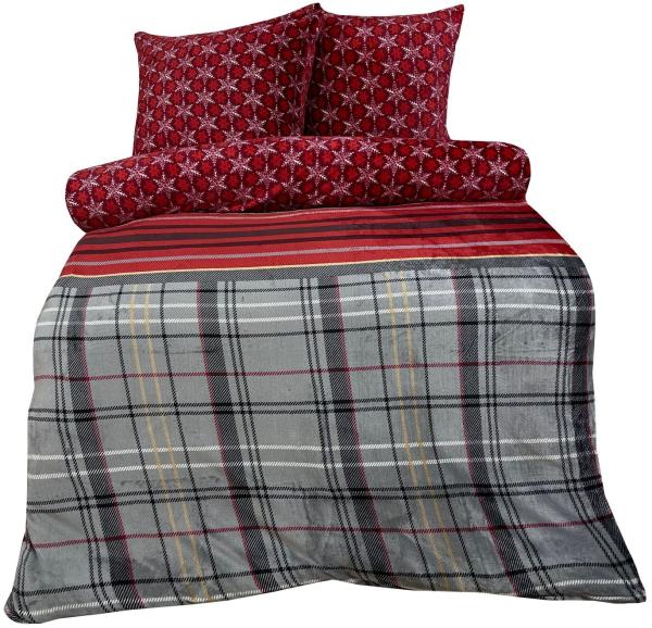 Leonado Vicenti Bettwäsche Winter Teddy Plüsch, Fleece, 2 teilig, Flauschig warmes Cashmere Touch, gestreift