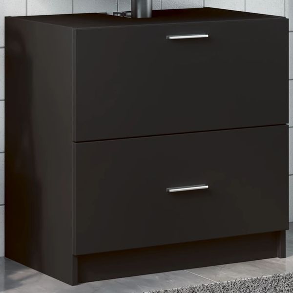 vidaXL Waschbeckenunterschrank Schwarz 59x37x59 cm Holzwerkstoff 848109