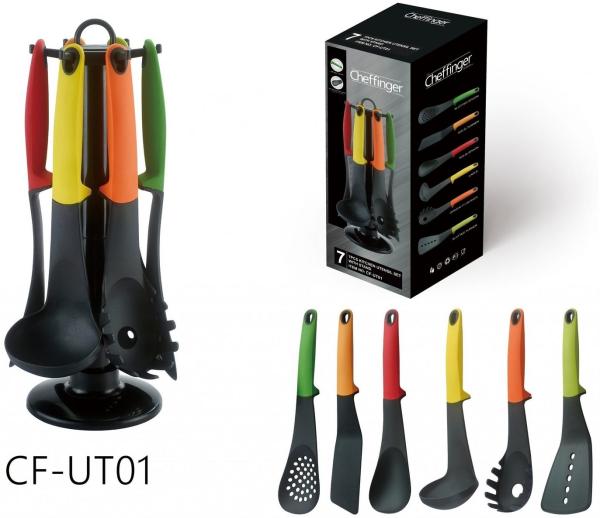 Küchenhelfer Küchenutensilien Kochbesteck mit Ständer 7-tlg. Cheffinger CF-UT01