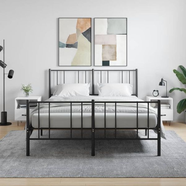 vidaXL Nachttische 2 Stk. Hochglanz-Weiß 40x35x47,5 cm Holzwerkstoff 827425