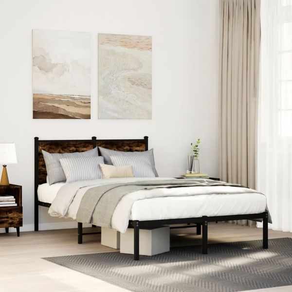 vidaXL Metallbett ohne Matratze Räuchereiche 120x190 cm 4007664