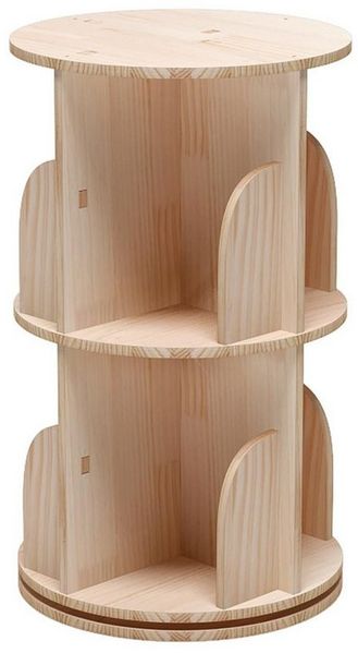 GarveeMore Bücherregal 360 Grad drehendes Bücherregal massives Holz stehendes Regalboden