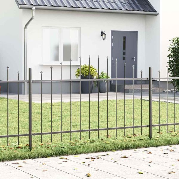 vidaXL Gartenzaun 8 pcs Grau 170 x 140 cm Pulverbeschichteter Stahl 3360131