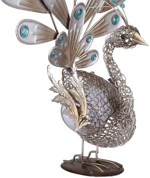LED Solarleuchte, Pfau, Kupfer, Dekorsteine, Höhe 56,8 cm Bild 9