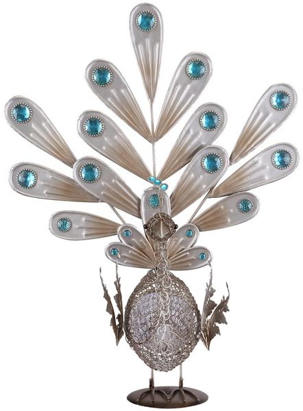 LED Solarleuchte, Pfau, Kupfer, Dekorsteine, Höhe 56,8 cm Bild 8