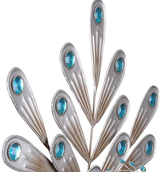 LED Solarleuchte, Pfau, Kupfer, Dekorsteine, Höhe 56,8 cm Bild 10