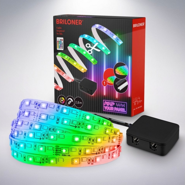 Briloner LED-Stripe Pimp your Panel bunt RGB, 2,6 m, 3000K 650 lm Starterset
