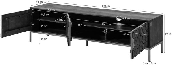 TV-Board Mango 180x45x50 grau geölt DIAMOND #124 Bild 8