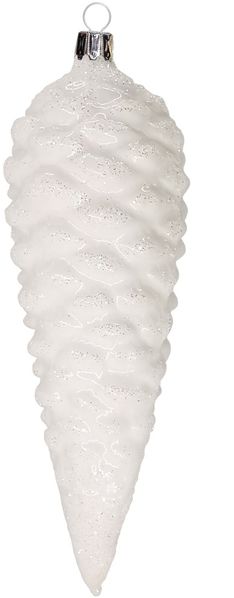 Zapfen, Tannzapfen 12cm opalweiss, Lauschaer Glaskunst, Schatzhauser Weihnachtsschmuck