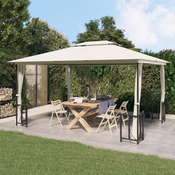 vidaXL Pavillon mit Seitenwänden & Doppeldach 3x4 m Creme 318543