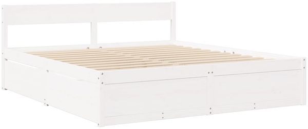 vidaXL Bett mit Schubladen und Matratze Weiß 200x200 cm Massivholz 3281887 Bild 7