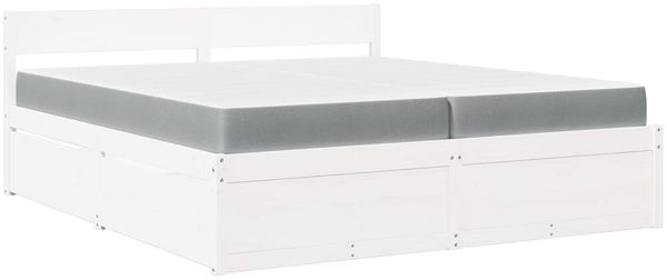 vidaXL Bett mit Schubladen und Matratze Weiß 200x200 cm Massivholz 3281887 Bild 2