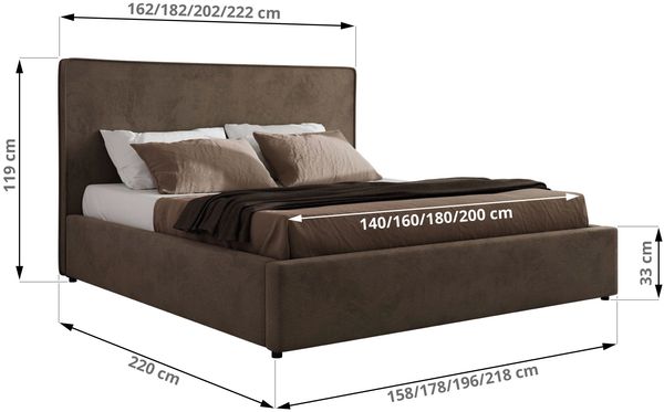 CORIVO CLASSIC Polsterbett mit Bettkasten & Stauraum, Doppelbett, inkl. Lattenrost, Metall-Hebeautomat mit Gasdruckfedern, mit Pocket Matratze - Braun Velvet - VIRE LUX Bild 4
