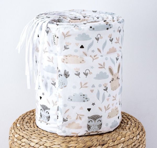 Loolay Bettnestchen 2025 TREND Muster Babybett BETTUMRANDUNG 420, 360, 210, 180 x 30cm, (Neugeborene Baby Erstausstattung PREMIUM Geschenk HASE, ROSE, IGEL, Babybett Umrandung Kopfschutz Nestchen Babynest für Mädchen und Junge), 100% Europäische Stoffe...