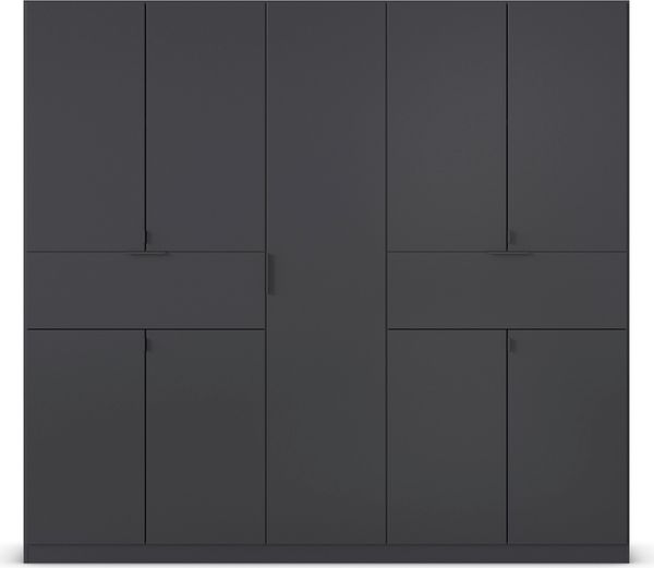 rauch Kleiderschrank, Drehtürenschrank TICAO, 9-türig, 2 Schubkästen, inkl. Türdämpferset, Grau metallic, 226 x 210 x 54 cm Bild 2