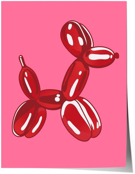 Balloon Dog Skulptur Poster · Pop Art Hund Illustration · Moderne Minimalistische Kunst · Print ohne Rahmen - 13x18 cm