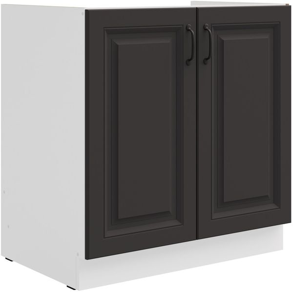 Spülenschrank 80 cm Stilo Grau + Weiss Küchenzeile Küchenblock Küche Einbauküche