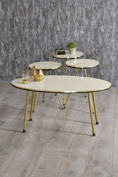 Couchtisch- und Satztisch-Set 34 x 34 cm Spanplatte Beige 89322140 [en. casa]