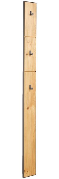 Linea Natura 'KELIO MAX' Wandgarderobe, Wildeiche massiv anthrazit, 15 x 163.5 x 3.7 cm, mit 3 Haken