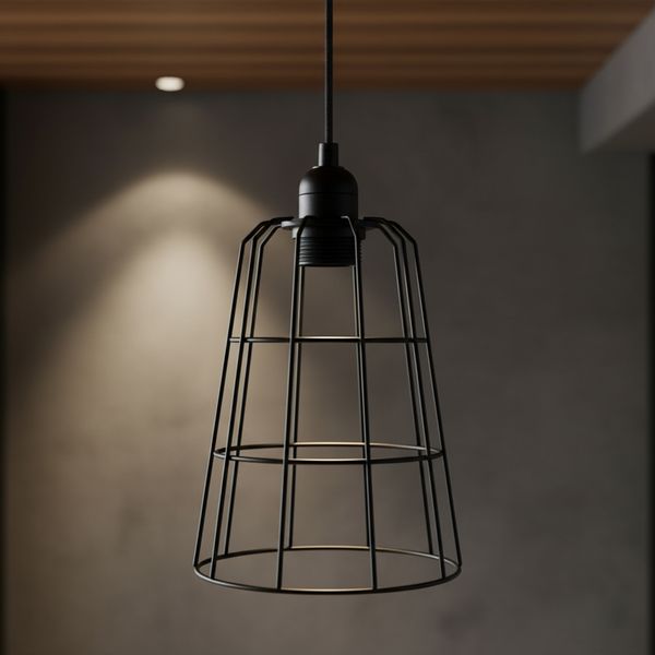 Hängelampe Deckenlamp Deckenleuchter 15x15x20 cm E14 Metall Schwarz Skandi Retro Deko-Lampe Schlafzimmer Wohnzimmer Office Retro Vintage Industrie Licht Design