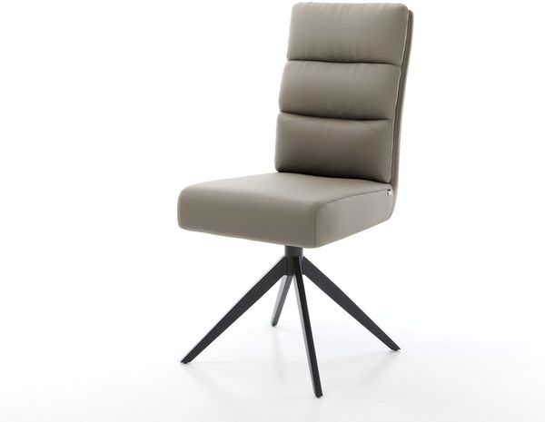 Drehstuhl Pela-Flex Echt-Leder Schlamm Kreuzgestell breit Schwarz 360° drehbar Wippfunktion Taschenfederkern