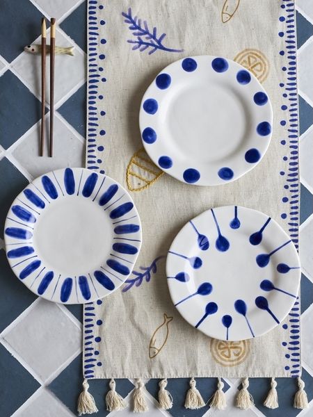 CREATIVE COLLECTION Linora Teller Blau Steingut