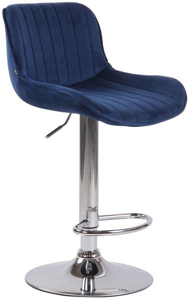 TPFLiving Barhocker höhenverstellbar (Barstuhl - Hocker für Küche - stabiles Drehgestell), Thekenstuhl mit bequemer Sitzfläche: Samt blau