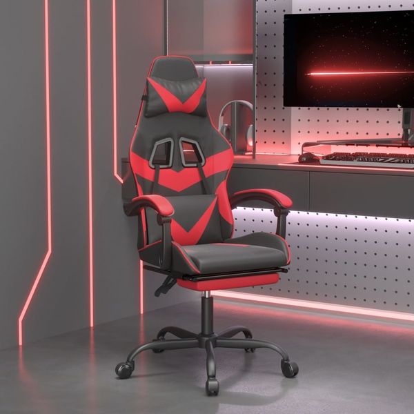 vidaXL Gaming-Stuhl mit Fußstütze Schwarz und Rot Kunstleder [3143855]